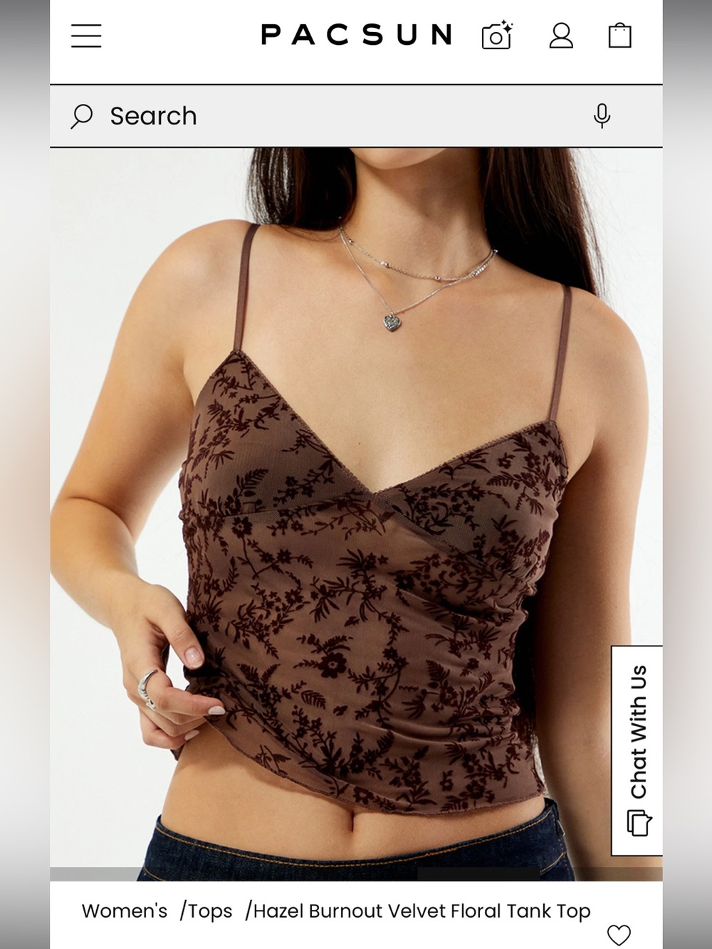 PacSun Brown Velvet Burnout Floral Cami Tank